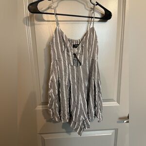 Gray Striped Women's Romper